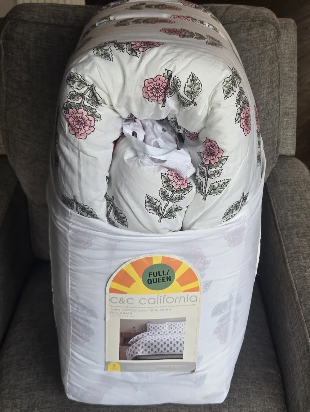 C&C California Floral Full/Queen Bedding Comforter Set 92”x96” 100% Cotton